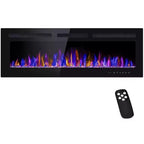 Coolmee 80 inch Smart Electric Fireplace Recessed & Mounted, Dual Heat 750/1500W with Remote, Adjustable Flames, Touch Screen, Timer