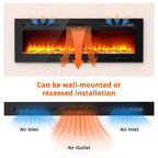 Coolmee Camino Elettrico Intelligente da 80 pollici a Incasso e a Parete, Doppia Potenza 750/1500W con Telecomando, Fiamme Regolabili, Touch Screen, Timer