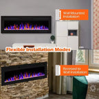 Coolmee Camino Elettrico Intelligente da 80 pollici a Incasso e a Parete, Doppia Potenza 750/1500W con Telecomando, Fiamme Regolabili, Touch Screen, Timer