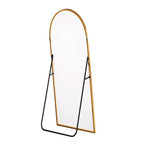 MAYEERTY Specchio a figura intera da 69 pollici, con cornice ad arco in lega di alluminio, da pavimento, autoportante con staffa, colore oro