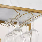 NAYSAYE Carrello Bar da Servizio, Stile Retrò, Carrello Portabevande con Portabottiglie e Portacalici per Soggiorno, Oro, 35.63*13.98*40.35