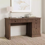 54 Executive Desk with Drawers, Fluted Home Office Desk with File Cabinet, Wooden Computer Writing Desk for Study, Conference Table for Living Room