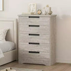 Acekool Modern 5-Drawer Dresser in Gray - Recessed Handles, Spacious Storage for Bedroom Nursery Entryway