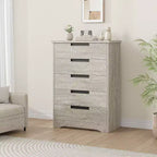 Acekool Cassettiera Moderna a 5 Cassetti in Grigio - Maniglie Incassate, Ampio Spazio di Archiviazione per Camera da Letto, Cameretta, Ingresso