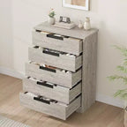 Acekool Cassettiera Moderna a 5 Cassetti in Grigio - Maniglie Incassate, Ampio Spazio di Archiviazione per Camera da Letto, Cameretta, Ingresso
