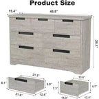 Acekool Cassettiera a 7 cassetti per camera da letto, Comodino moderno grigio con ampio spazio di archiviazione, Design con maniglie integrate, Organizer in legno per soggiorno, cameretta, corridoio