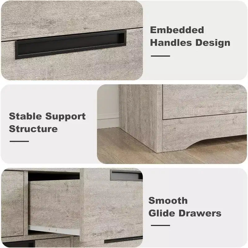 Acekool Cassettiera a 7 cassetti per camera da letto, Comodino moderno grigio con ampio spazio di archiviazione, Design con maniglie integrate, Organizer in legno per soggiorno, cameretta, corridoio