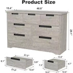 Acekool Cassettiera a 7 cassetti per camera da letto, Comodino moderno grigio con ampio spazio di archiviazione, Design con maniglie integrate, Organizer in legno per soggiorno, cameretta, corridoio