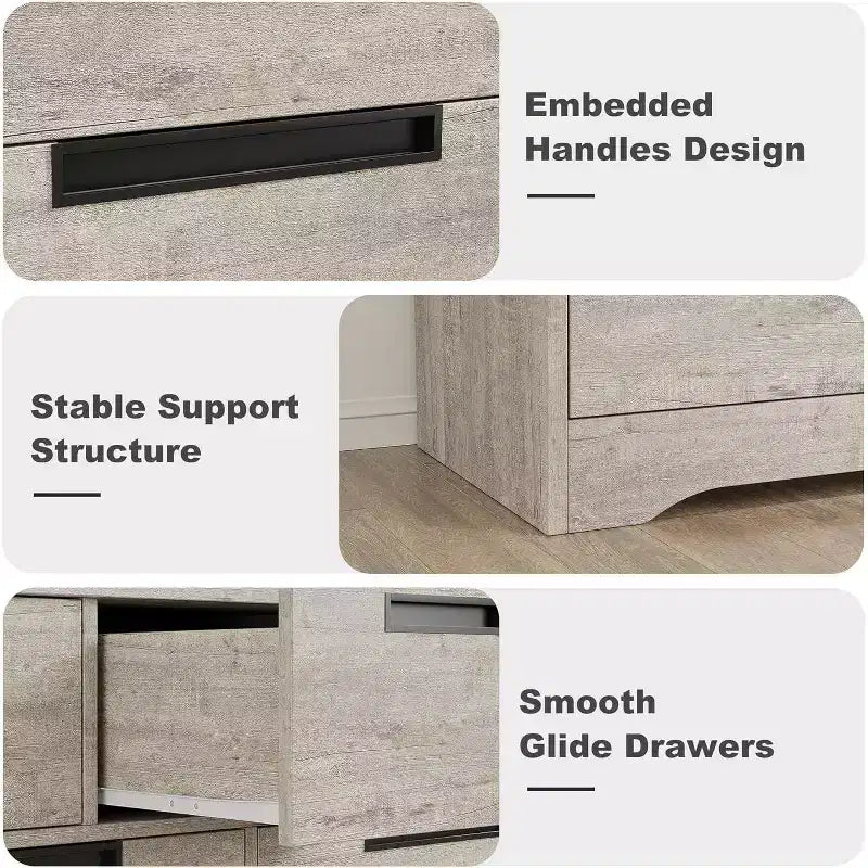 Acekool Cassettiera a 7 cassetti per camera da letto, Comodino moderno grigio con ampio spazio di archiviazione, Design con maniglie integrate, Organizer in legno per soggiorno, cameretta, corridoio