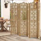 MAYEERTY 95*67 in Wood Room Divider Folding Privacy Screen Freestanding Partition for Indoor, 6-Panels, Brown