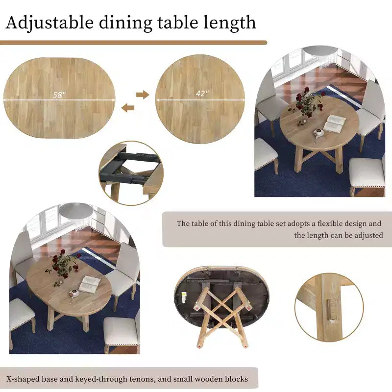 GDFStudio Joyce Tavolo da Pranzo Estensibile 58 in Legno Massiccio
