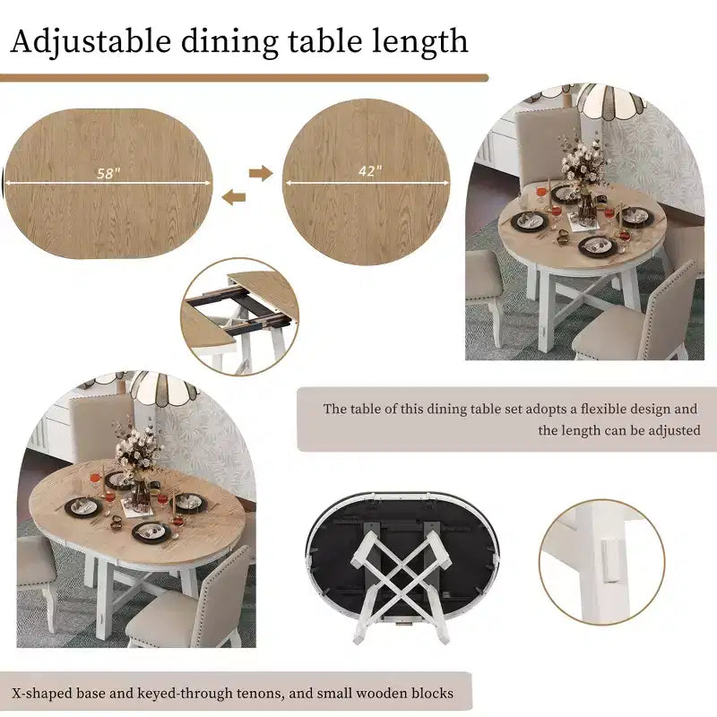 GDFStudio Joyce Tavolo da Pranzo Estensibile 58 in Legno Massiccio