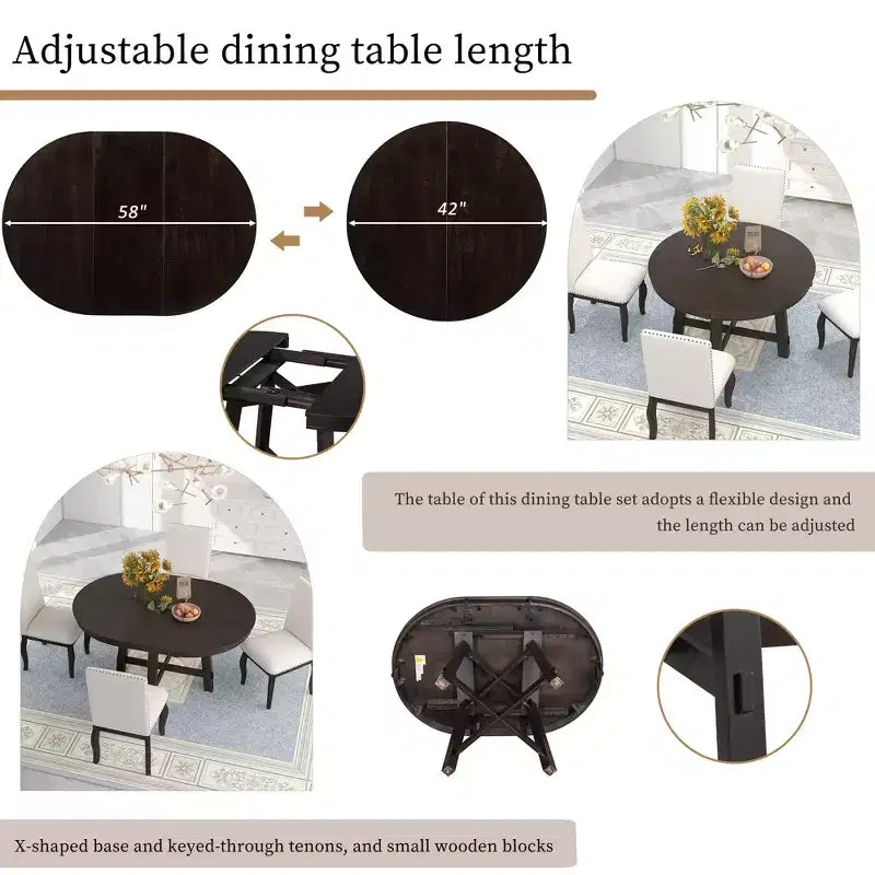 GDFStudio Joyce Tavolo da Pranzo Estensibile 58 in Legno Massiccio