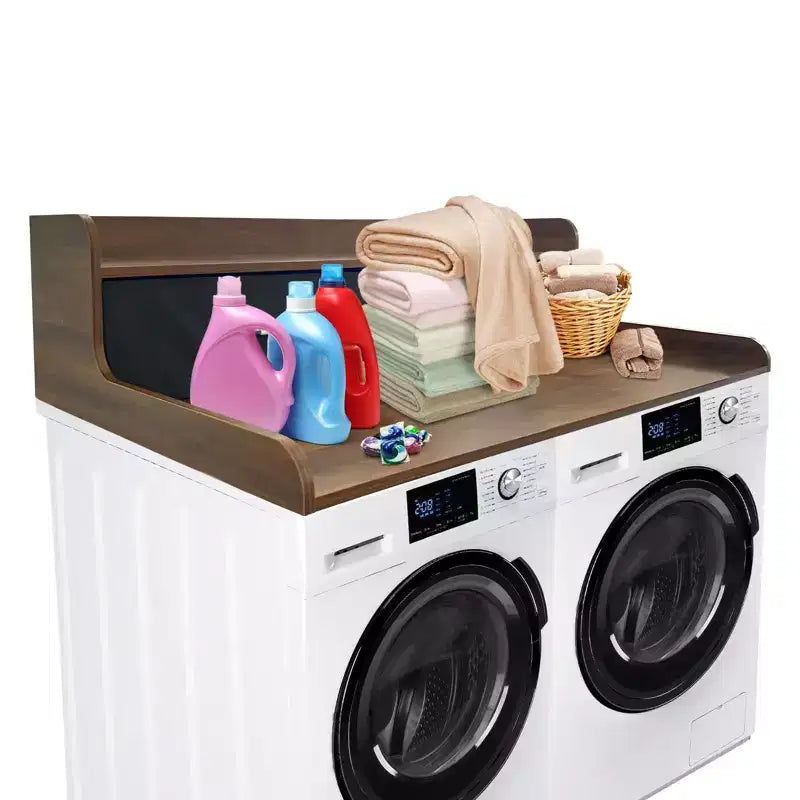Pannello di Copertura 2 Livelli per Lavatrice e Asciugatrice con 2 Cassetti, Capiente Organizzatore per Lavanderia con Barre Laterali da 7 cm e Antiscivolo, per Piegare i Vestiti
