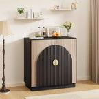 Credenza buffet Mid-Century Modern con design scanalato e ante ad arco, mobile contenitore per sala da pranzo, soggiorno, cucina, ripiani regolabili