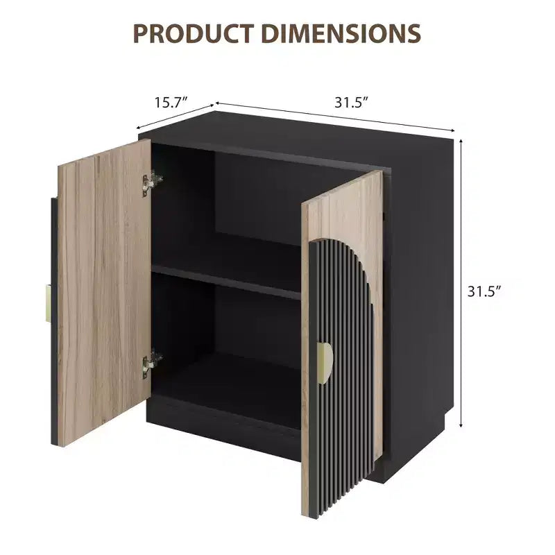 Credenza buffet Mid-Century Modern con design scanalato e ante ad arco, mobile contenitore per sala da pranzo, soggiorno, cucina, ripiani regolabili