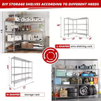 HOMDOX Scaffale Portaoggetti a 4 Ripiani in Metallo Resistente, Scaffalature in Filo Metallico Regolabili 72W x 18D x 60H, 1600LBS Unità di Scaffalature Indipendenti