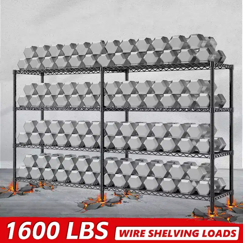 HOMDOX Scaffale Portaoggetti a 4 Ripiani in Metallo Resistente, Scaffalature in Filo Metallico Regolabili 72W x 18D x 60H, 1600LBS Unità di Scaffalature Indipendenti