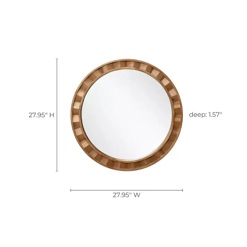 Specchio rotondo da parete con cornice in legno naturale LuxenHome, 28 decorazioni rustiche in legno marrone