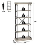 Libreria industriale a 6 ripiani Coolmee, scaffale alto rustico con telaio in metallo, grande espositore vintage per camera da letto, soggiorno e ufficio domestico