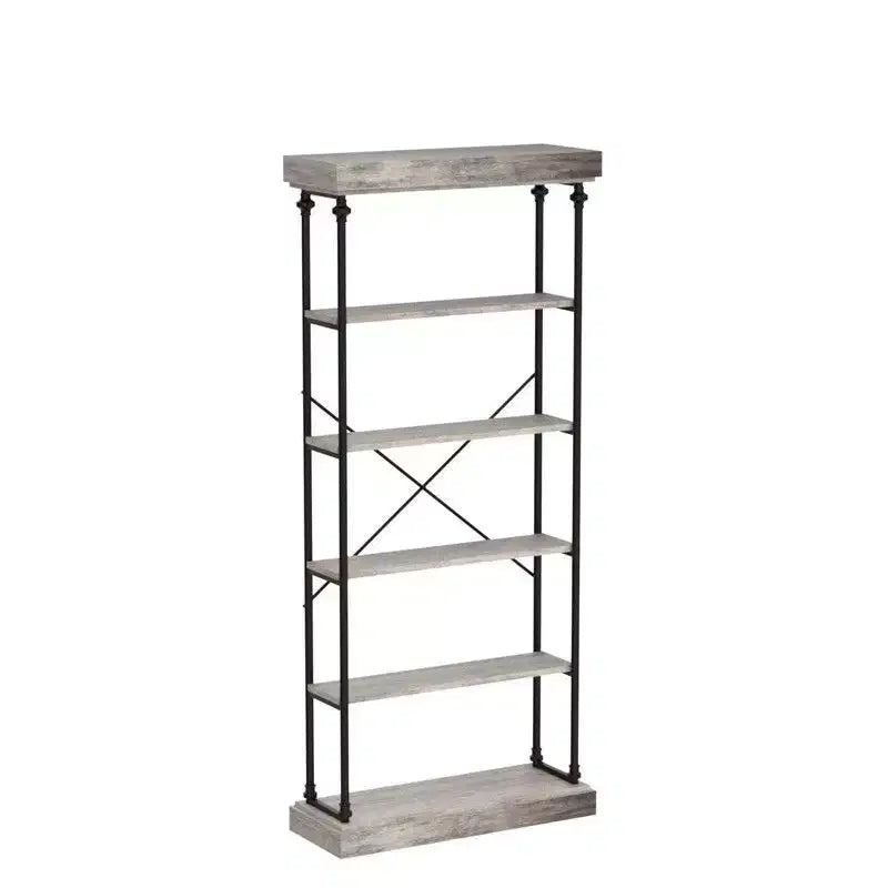 Libreria industriale a 6 ripiani Coolmee, scaffale alto rustico con telaio in metallo, grande espositore vintage per camera da letto, soggiorno e ufficio domestico