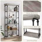 Libreria industriale a 6 ripiani Coolmee, scaffale alto rustico con telaio in metallo, grande espositore vintage per camera da letto, soggiorno e ufficio domestico