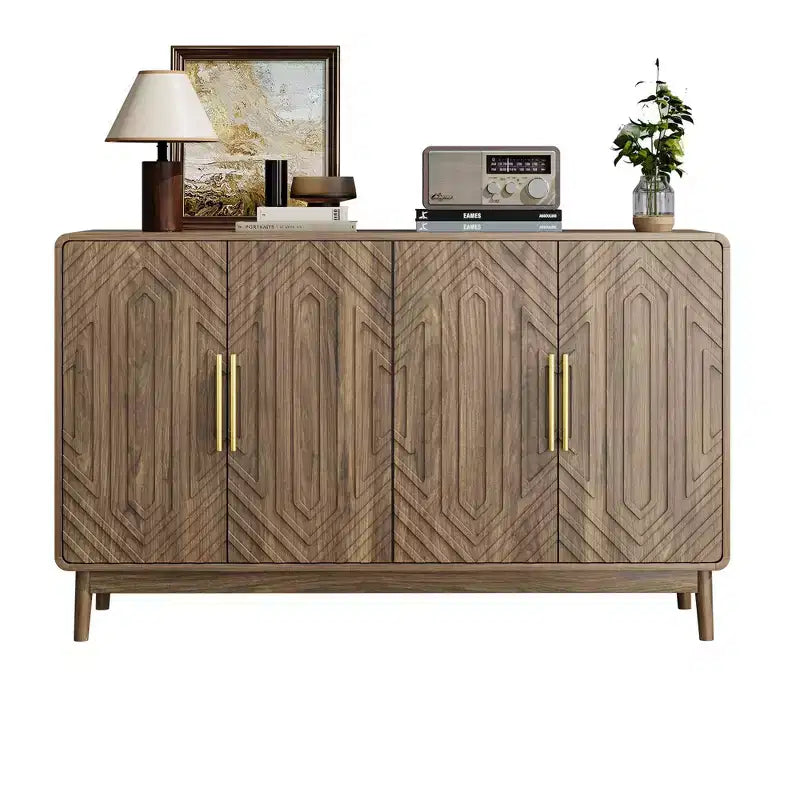 Homy Casa Credenza a 4 ante in noce con vano contenitore per sala da pranzo o soggiorno