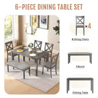 Zevemomo Set da Pranzo da 6 Pezzi in Legno, Include 1 Tavolo da Pranzo, 4 Sedie Imbottite e Tavolo da Pranzo con Gambe in Legno, 1 Panca, per Sala da Pranzo, Grigio