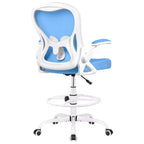 KERDOM Sedia da ufficio alta Sedia ergonomica da scrivania, Sedia da computer con supporto lombare Sedia girevole con ruote, Blu