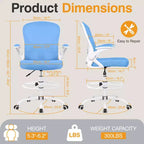 KERDOM Sedia da ufficio alta Sedia ergonomica da scrivania, Sedia da computer con supporto lombare Sedia girevole con ruote, Blu