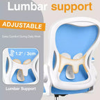 KERDOM Sedia da ufficio alta Sedia ergonomica da scrivania, Sedia da computer con supporto lombare Sedia girevole con ruote, Blu