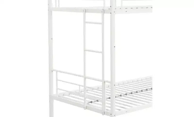 Bellemave Letto a castello singolo su singolo con 2 scale laterali e ringhiera a tutta lunghezza, letto a castello convertibile per bambini, ragazzi, bianco