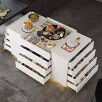 Famapy Multi-Functional Kitchen Island Dresser with High - Gloss Finish: Ample Drawers,Integrated LED,Organized Storage  Maximize Space