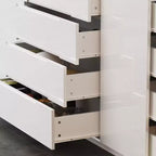 Famapy Credenza da Cucina Multifunzionale con Finitura Lucida: Ampi Cassetti, LED Integrato, Stoccaggio Organizzato, Massimizza lo Spazio