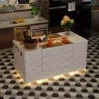 Famapy Credenza da Cucina Multifunzionale con Finitura Lucida: Ampi Cassetti, LED Integrato, Stoccaggio Organizzato, Massimizza lo Spazio