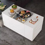 Famapy Credenza da Cucina Multifunzionale con Finitura Lucida: Ampi Cassetti, LED Integrato, Stoccaggio Organizzato, Massimizza lo Spazio