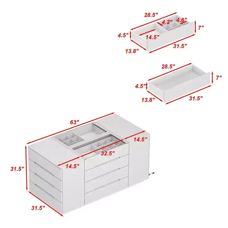 Famapy Credenza da Cucina Multifunzionale con Finitura Lucida: Ampi Cassetti, LED Integrato, Stoccaggio Organizzato, Massimizza lo Spazio