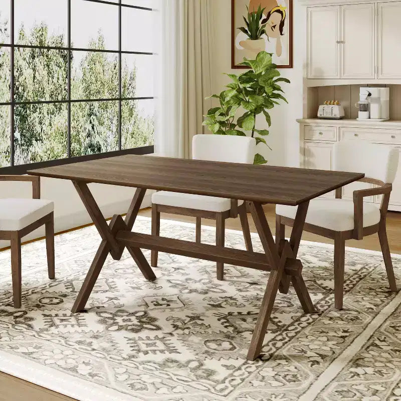 Christopher Knight Home Eleanor Tavolo da pranzo in legno 63 con base doppia a V