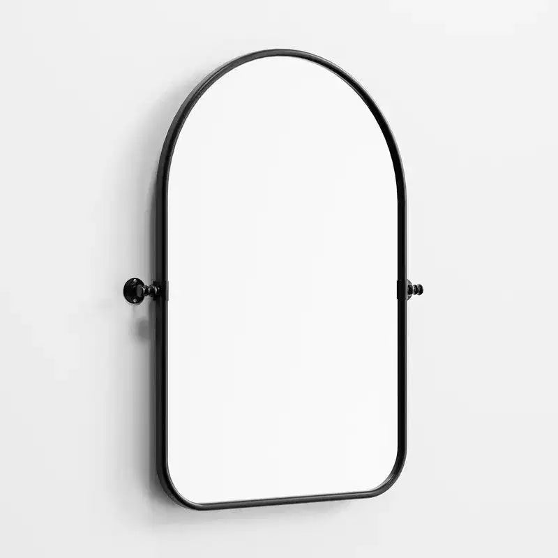 PexFix 36 x 24 Specchio da parete nero in ferro ad arco a bilico Inclinabile per bagno Specchio da trucco con cornice in metallo regolabile per camera da letto Soggiorno