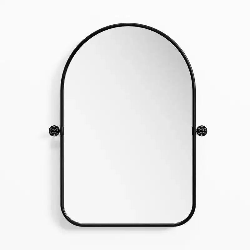 PexFix 36 x 24 Specchio da parete nero in ferro ad arco a bilico Inclinabile per bagno Specchio da trucco con cornice in metallo regolabile per camera da letto Soggiorno