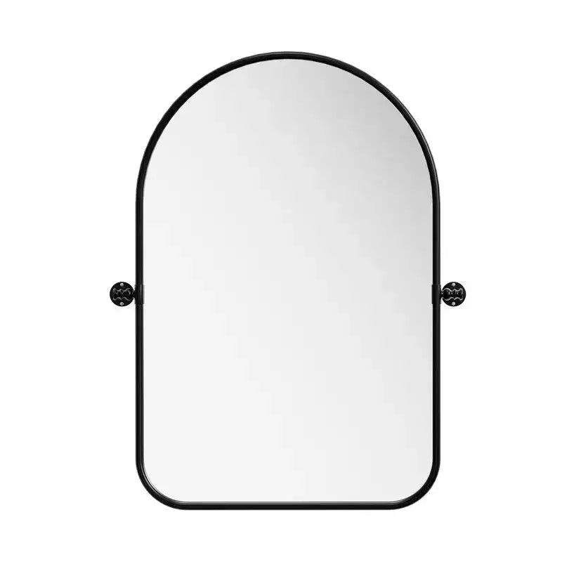 PexFix 36 x 24 Specchio da parete nero in ferro ad arco a bilico Inclinabile per bagno Specchio da trucco con cornice in metallo regolabile per camera da letto Soggiorno
