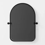 PexFix 36 x 24 Specchio da parete nero in ferro ad arco a bilico Inclinabile per bagno Specchio da trucco con cornice in metallo regolabile per camera da letto Soggiorno