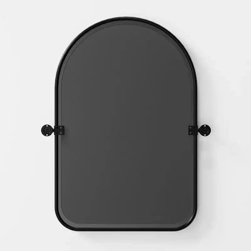 PexFix 36 x 24 Specchio da parete nero in ferro ad arco a bilico Inclinabile per bagno Specchio da trucco con cornice in metallo regolabile per camera da letto Soggiorno