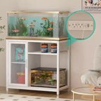 Supporto per Acquario con Prese Elettriche, Stand per Acquario in Metallo da 40-50 Galloni con Armadietto per Accessori