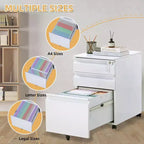 CuisinSmart Classificatore a 3 cassetti, con 4 ruote, Armadietto portadocumenti con serratura per cartelle A4, formato Lettera, Legale, Mobiletto schedario per Ufficio e Studio