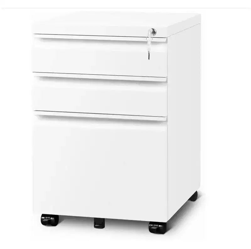 CuisinSmart Classificatore a 3 cassetti, con 4 ruote, Armadietto portadocumenti con serratura per cartelle A4, formato Lettera, Legale, Mobiletto schedario per Ufficio e Studio