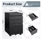 CuisinSmart Classificatore a 3 cassetti, con 4 ruote, Armadietto portadocumenti con serratura per cartelle A4, formato Lettera, Legale, Mobiletto schedario per Ufficio e Studio
