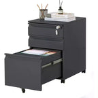 CuisinSmart Classificatore a 3 cassetti, con 4 ruote, Armadietto portadocumenti con serratura per cartelle A4, formato Lettera, Legale, Mobiletto schedario per Ufficio e Studio