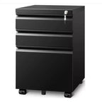 CuisinSmart Classificatore a 3 cassetti, con 4 ruote, Armadietto portadocumenti con serratura per cartelle A4, formato Lettera, Legale, Mobiletto schedario per Ufficio e Studio