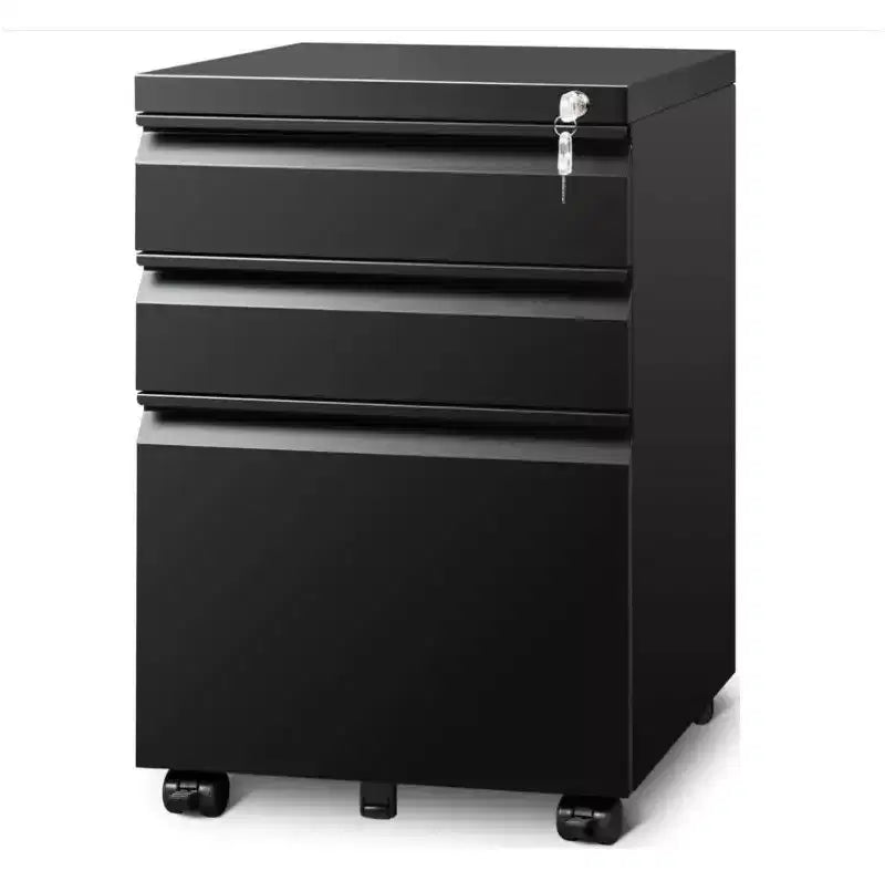 CuisinSmart Classificatore a 3 cassetti, con 4 ruote, Armadietto portadocumenti con serratura per cartelle A4, formato Lettera, Legale, Mobiletto schedario per Ufficio e Studio
